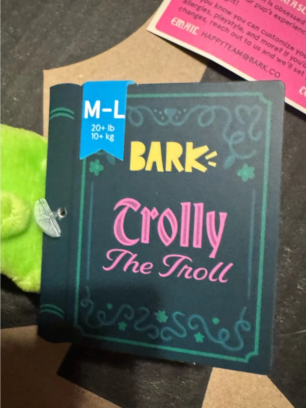 Bark Box Super Chewer M-L Trolly the Troll rip & reveal Dog Toy NEW